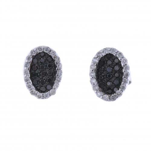 BUTTON EARRINGS WITH DIAMONDS.