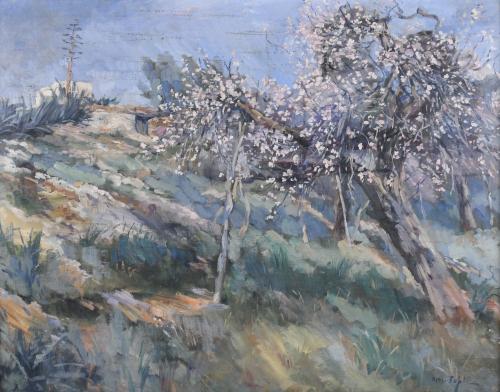 ATTRIBUTED TO THE MAJORCAN SCHOOL, EARLY 20TH CENTURY. "LANDSCAPE WITH CHERRY TREES".