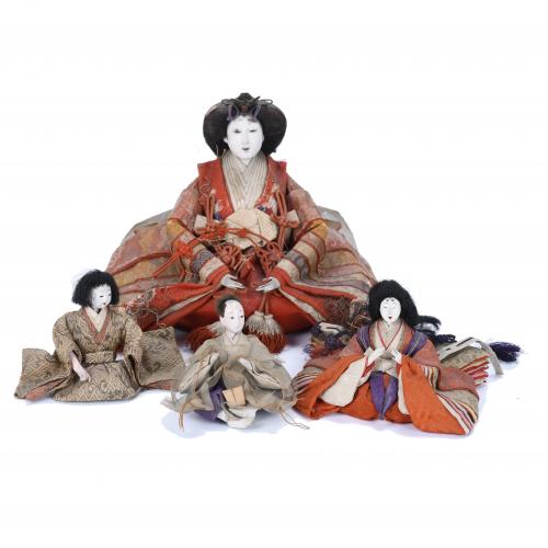 FOUR TRADITIONAL JAPANESE "NINGYO" DOLLS FOR THE "HINAMATSURI" FESTIVAL, 19TH CENTURY-EARLY 20TH CENTURY.