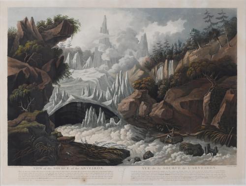 LOUIS BELANGER (1756-1816), SIMON MALGO (1745-AFTER 1793) Y P. VANLENBERGHE (C. 1773-?). "VIEW OF THE SOURCE OF THE ARVEIRON / VUE DE LA SOURCE DE L'ARVEIRON", C. 1800.