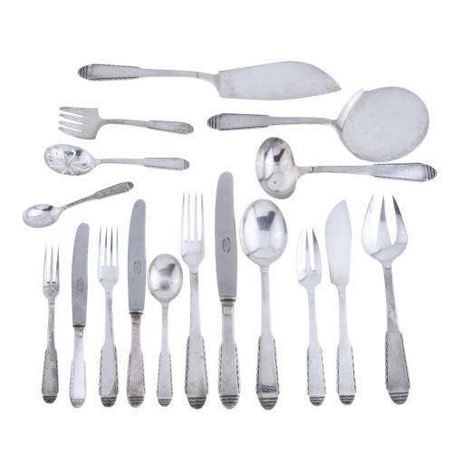 SPANISH CUTLERY FOR TWELVE SERVICES IN "MARTELÉ" SILVER, MI