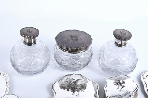 SPANISH SILVER TOILET SET, MID 20TH CENTURY. 