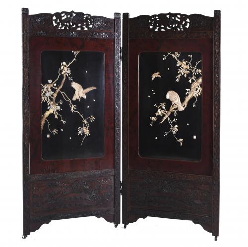 JAPANESE DOUBLE-LEAF SCREEN, 19TH-20TH CENTURY.