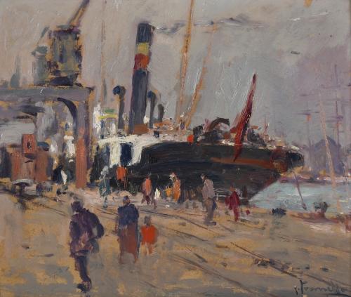 JOAQUIM TERRUELLA MATILLA (1891-1957). "SHIP IN PORT".