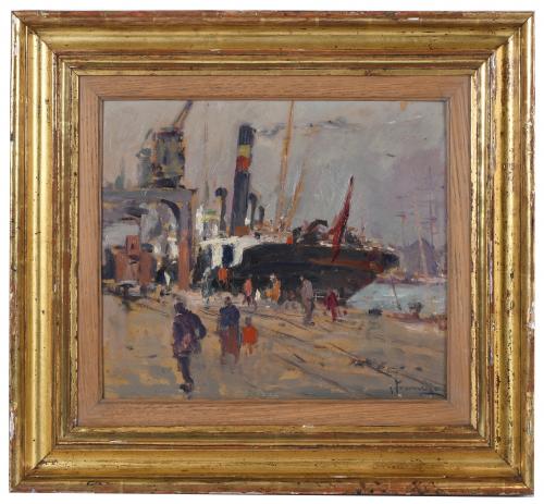 JOAQUIM TERRUELLA MATILLA (1891-1957). "BARCO EN PUERTO".