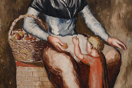 PERE PRUNA OCERANS (1904-1977). "JOVEN CON NIÑO", 1933.