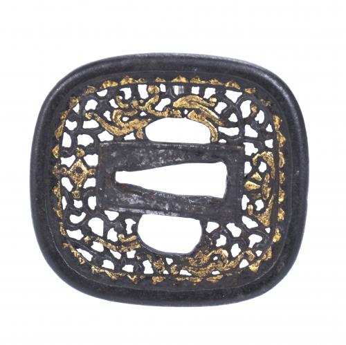 "TSUBA".GUARDA DE KATANA JAPONESA, PROBABLEMENTE DE ÉPOCA MEIJI, 1868-1912.