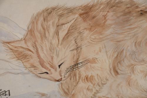 ATRIBUIDO A TSUGUHARU FOUJITA (1886-1968). "GATO". 