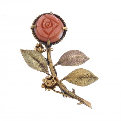 BROCHE FLORAL CON CORAL.