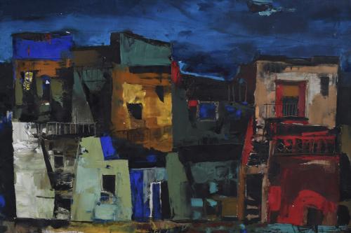 MIGUEL IBARZ (1920-1987) "PUEBLO".