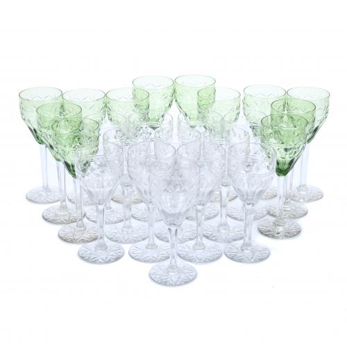 SET OF TWENTY-FOUR WINE GLASSES, MID 20TH CENTURY.