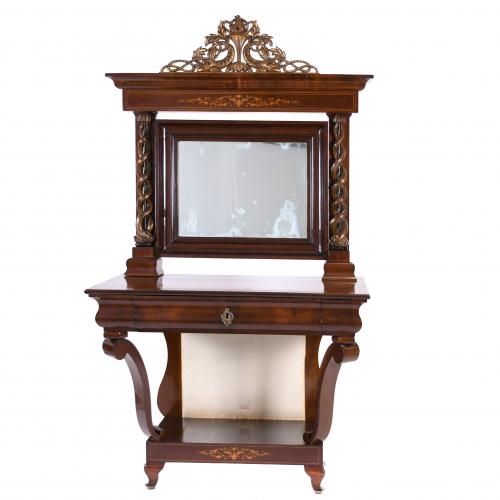 FERNANDINE CONSOLE WITH MIRROR, CIRCA 1830.