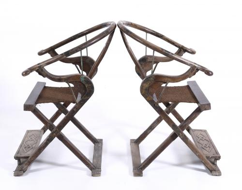 PAIR OF CHINESE HORSESHOE-BACKED "HUNTING" CHAIRS, 20TH CEN