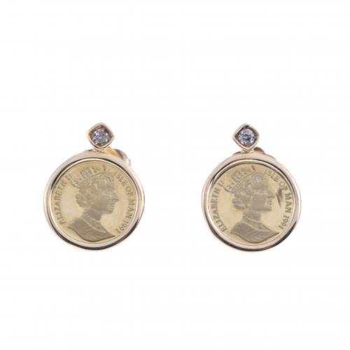 PENDIENTES MONEDA QUEEN ELISABETH.