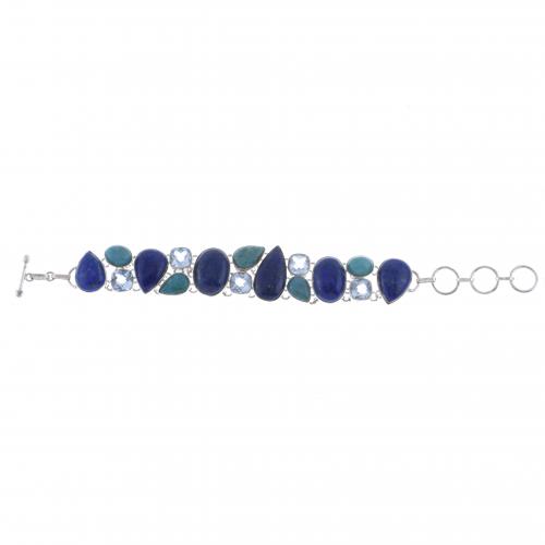 BRACELET WITH LAPIS LAZULI, TURQUOISE AND TOPAZ.