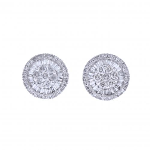 DIAMONDS ROSETTE EARRINGS.