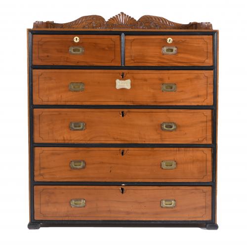 SHIP'S CHEST OF DRAWERS, PROBABLY ENGLISH, 19TH CENTURY.