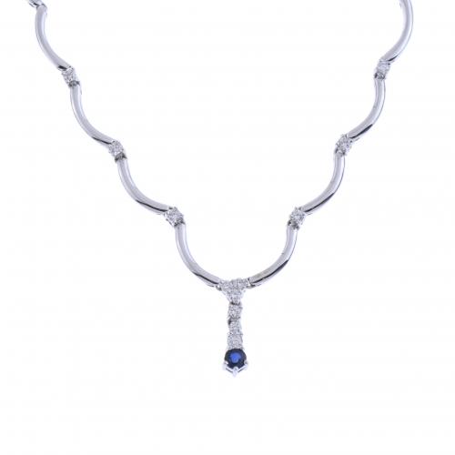 CHOKER WITH DIAMONDS AND SAPPHIRE.