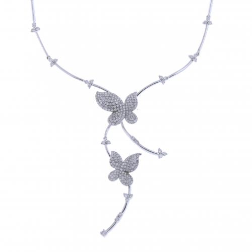 CHOKER WITH TWO DIAMONDS BUTTERFLIES.