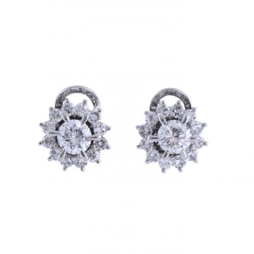 DIAMONDS ROSETTE EARRINGS.