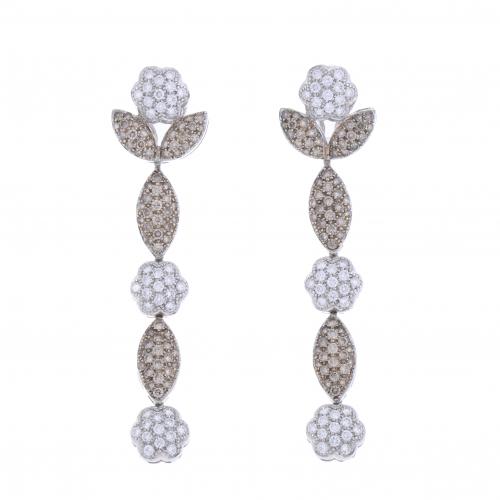 DIAMONDS LONG FLORAL EARRINGS.