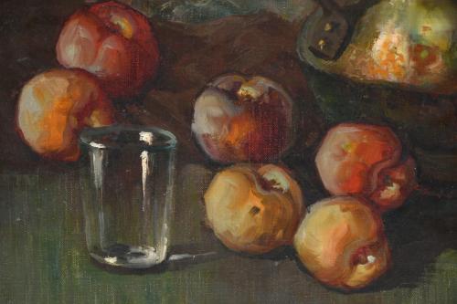 20TH CENTURY SPANISH SCHOOL. "STILL LIFE WITH PEACHES".