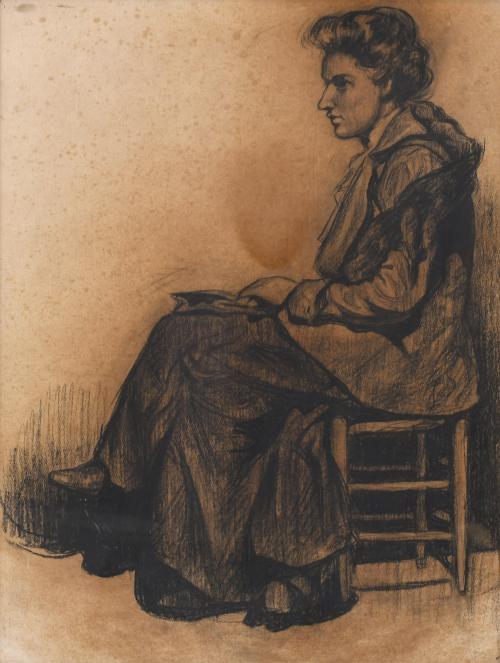 EARLY 20TH CENTURY SPANISH SCHOOL. "SEATED WOMAN".