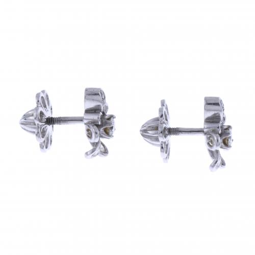 PENDIENTES INFANTILES, FLOR CON DIAMANTES.