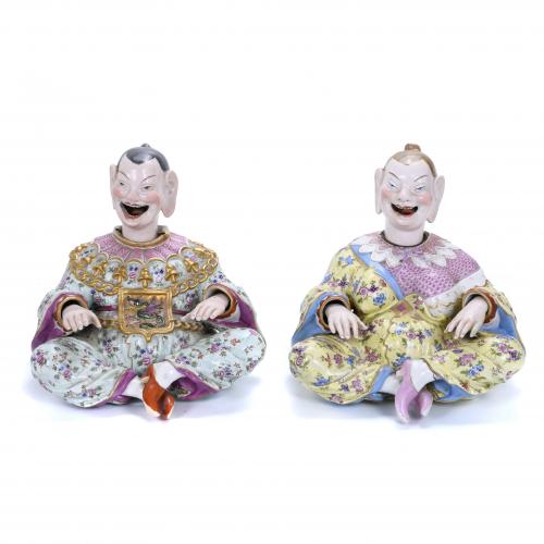 PAIR OF GERMAN MEISSEN PAGODA FIGURINES, 19TH CENTURY.