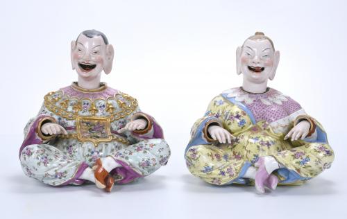 PAIR OF GERMAN MEISSEN PAGODA FIGURINES, 19TH CENTURY.