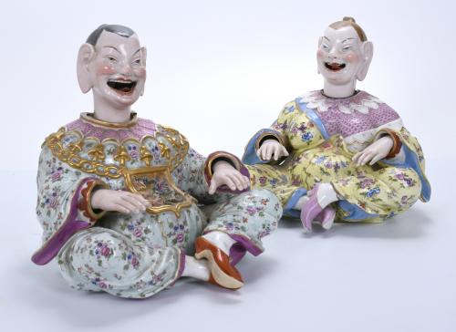 PAIR OF GERMAN MEISSEN PAGODA FIGURINES, 19TH CENTURY.