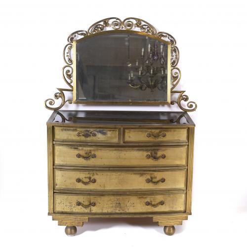 ART DECO STYLE CHEST OF DRAWERS WITH MIRROR, MID 20TH CENTU