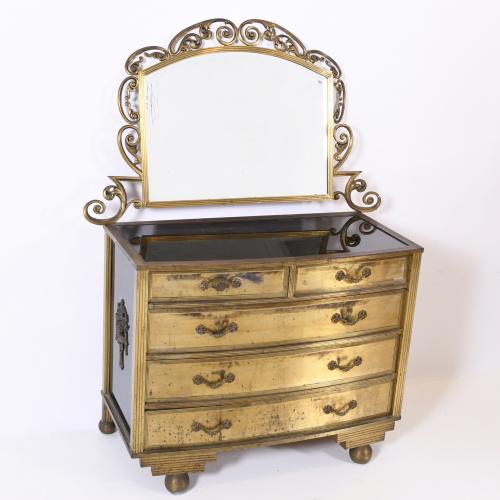 ART DECO STYLE CHEST OF DRAWERS WITH MIRROR, MID 20TH CENTU