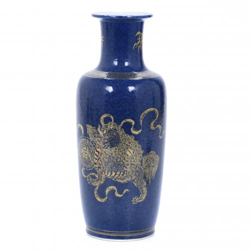 CHINSE "POWDER BLUE" VASE, 20TH CENTURY.