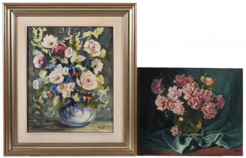 IGNACIO AGUDO CLARÁ (1880-1966) and GUSI (20TH C.). "FLOWER VASES".