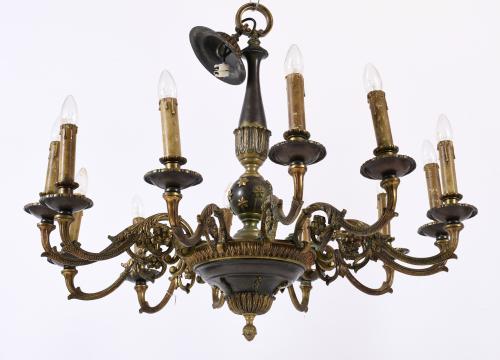 LARGE SPANISH CEILING LAMP, 20TH CENTURY.