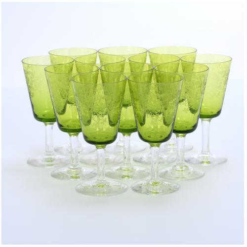 SET OF TWELVE WINE GLASSES, MID 20TH CENTURY.