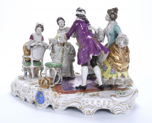 "BLIND MAN&#39;S BLUFF", GERMAN FIGURAL GROUP, EARLY DECADES 20