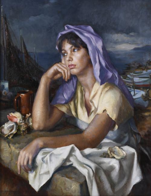 FRANCISCO RIBERA GOMEZ (1907-1990). "ANOCHECER COSTERO", 19