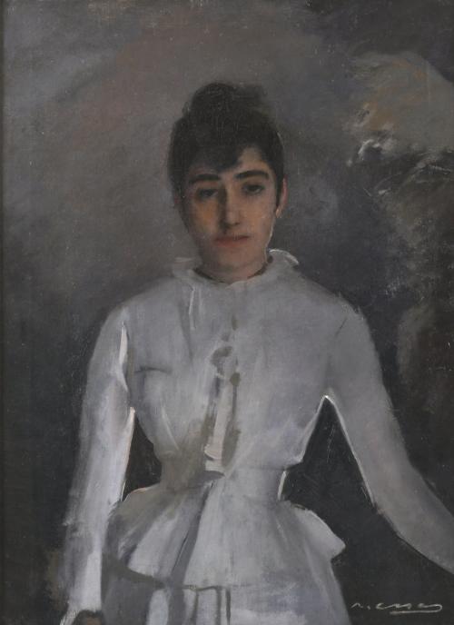 RAMÓN CASAS Y CARBÓ (1866-1932). "RETRATO DE LA SEÑORA CARBÓ".