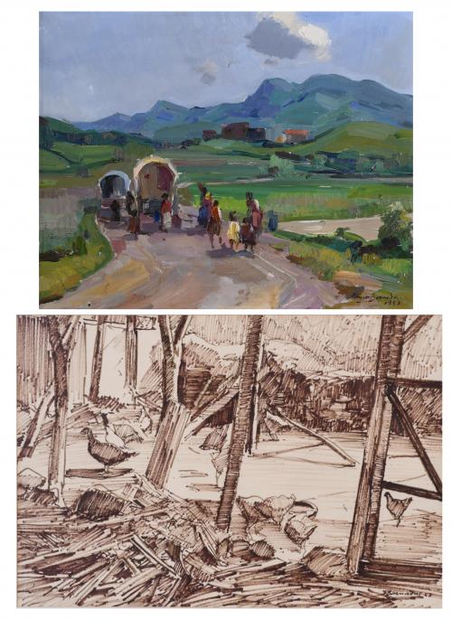 RAMON BARNADAS (1909/15-1981). "PAISAJE" y "CORRAL", 1957 y 1968.