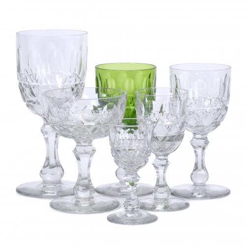 SPANISH TWELVE-SERVICE GLASSWARE, 20TH CENTURY.