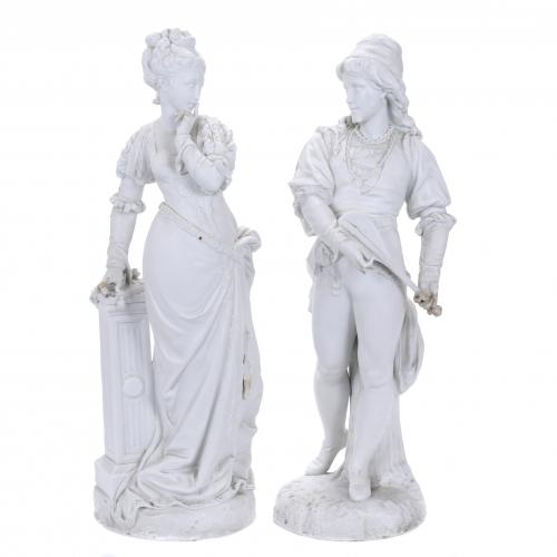 PAIR OF FRENCH SCULPTURES. MID 20TH CENTURY. 