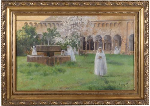 SEBASTIÀ JUNYENT SANS (1865-1908).  "CLOISTER IN SANT CUGAT