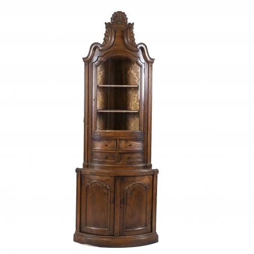 CATALAN CORNER DISPLAY CABINET, PROVENÇAL STYLE, EARLY 20TH CENTURY. 