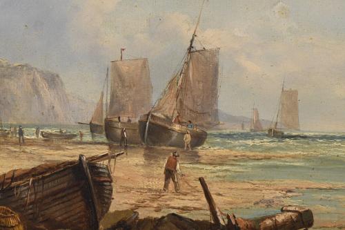 JOHN JAMES WILSON (1818-1875). "BOATS ON THE SHORE".