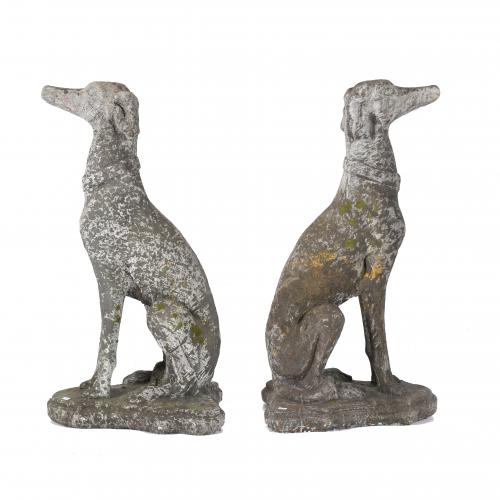 PAIR OF OUTDOOR GREYHOUNDS, 20TH CENTURY.