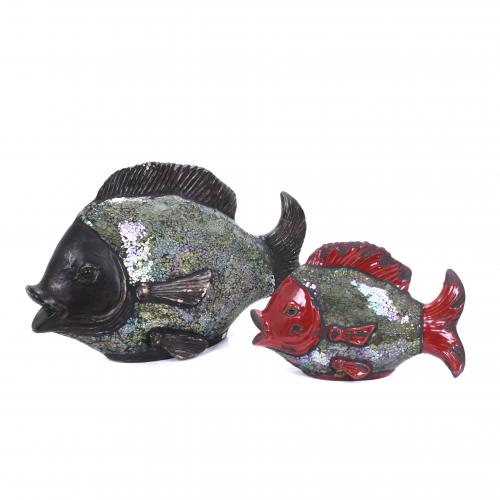 PAIR OF FISH SCULPTURES, 20TH CENTURY.