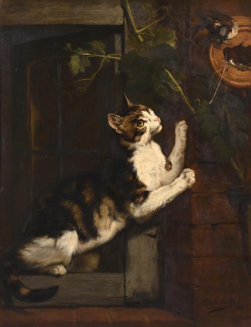 CHARLES VERLAT (1824-1890). "CAT", 1855.