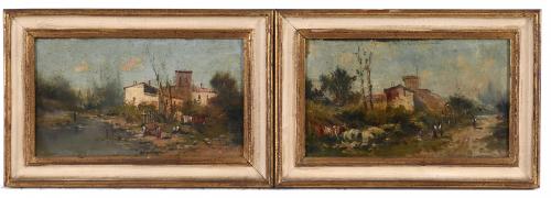 19TH CENTURY CATALAN SCHOOL. Pair of landscapes.